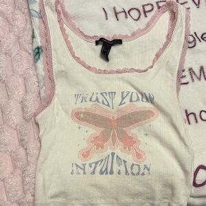 Forever 21 Cream and Pink Trust Your Instinct Camisole!